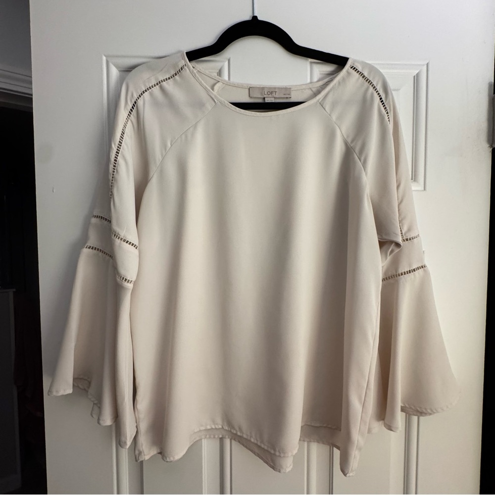 LOFT Ivory Bell Sleeve Blouse